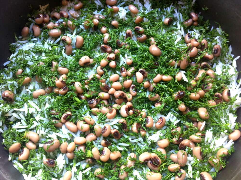 طرز تهیه پلو لوبیا چشم بلبلی با گوشت