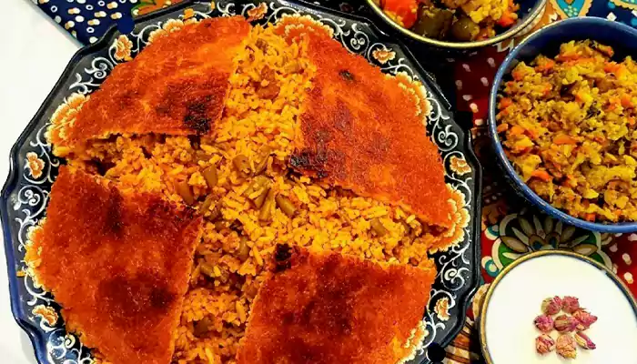 طرز تهیه ته دیگ با مرغ ریش ریش