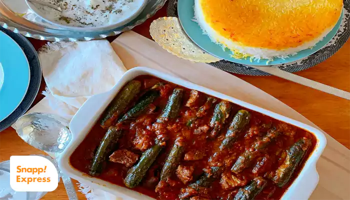 مراحل طرز تهیه خوراک کدو سبز و بادمجان